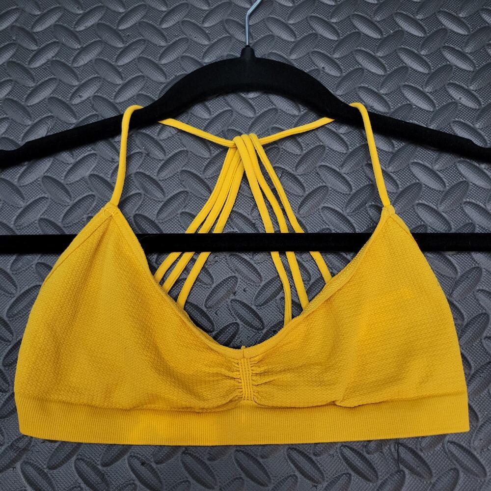 Free People Intimately Strappy Bralette XS/S Mustard Yellow Seamless Caged Back